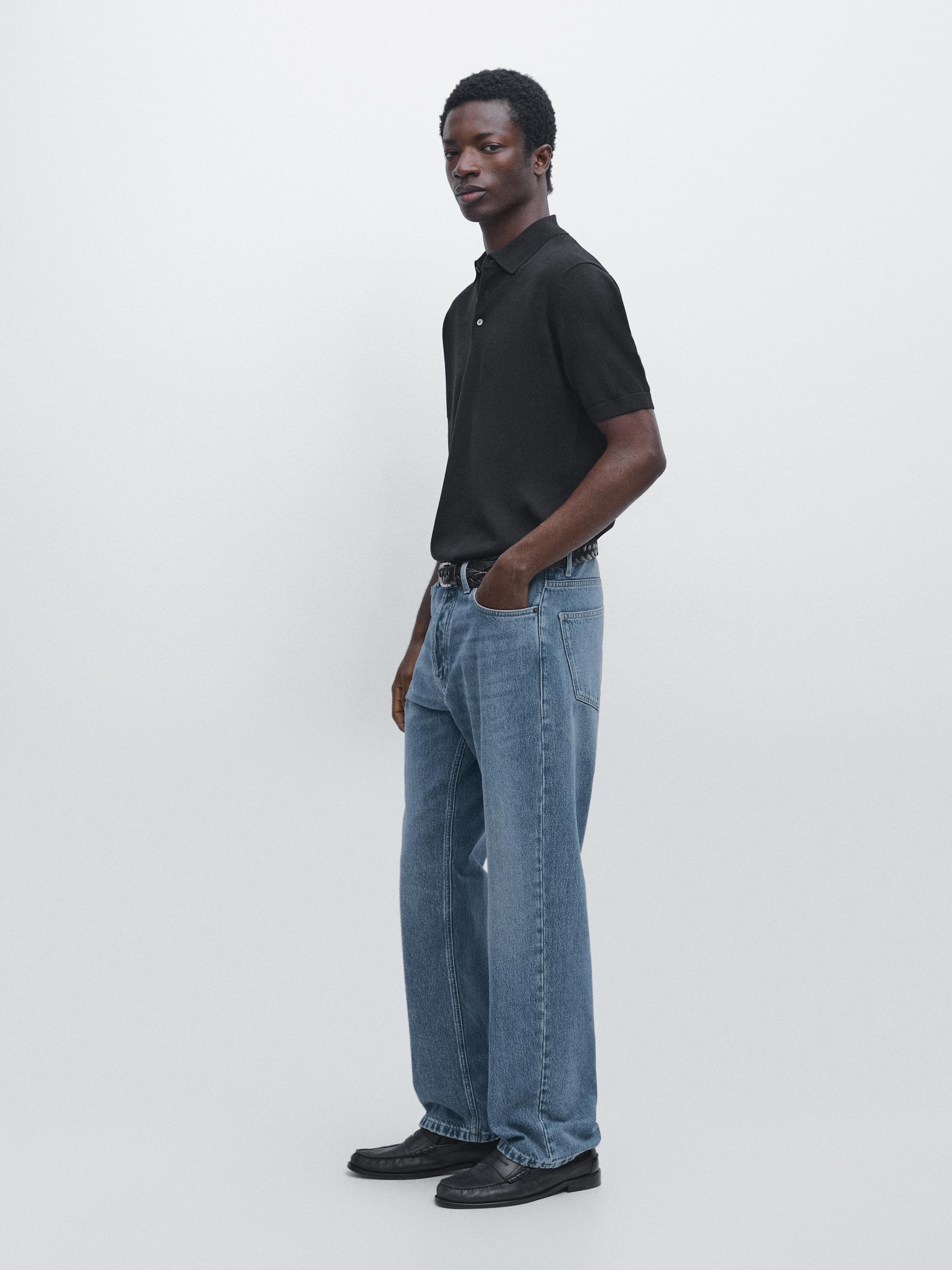 Knit cotton polo shirt